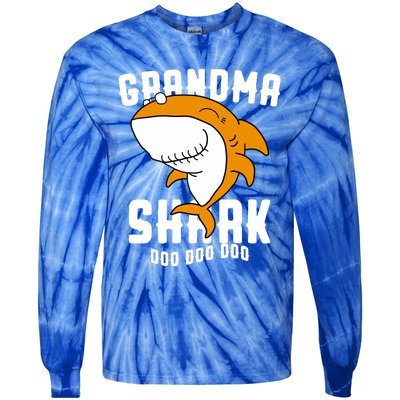 Grandma Shark Mommy Birthday Halloween Christmas Tie-Dye Long Sleeve Shirt