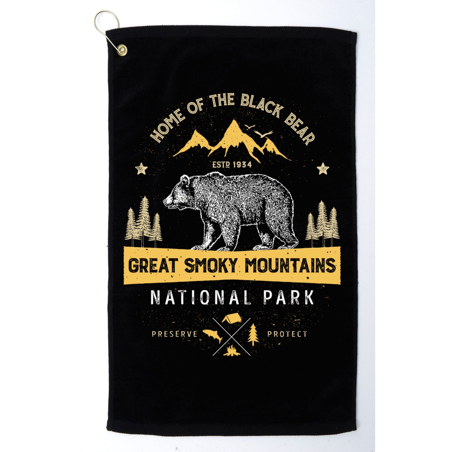 Great Smoky Mountains Cool Gift National Park Bear Vintage Golf Towel