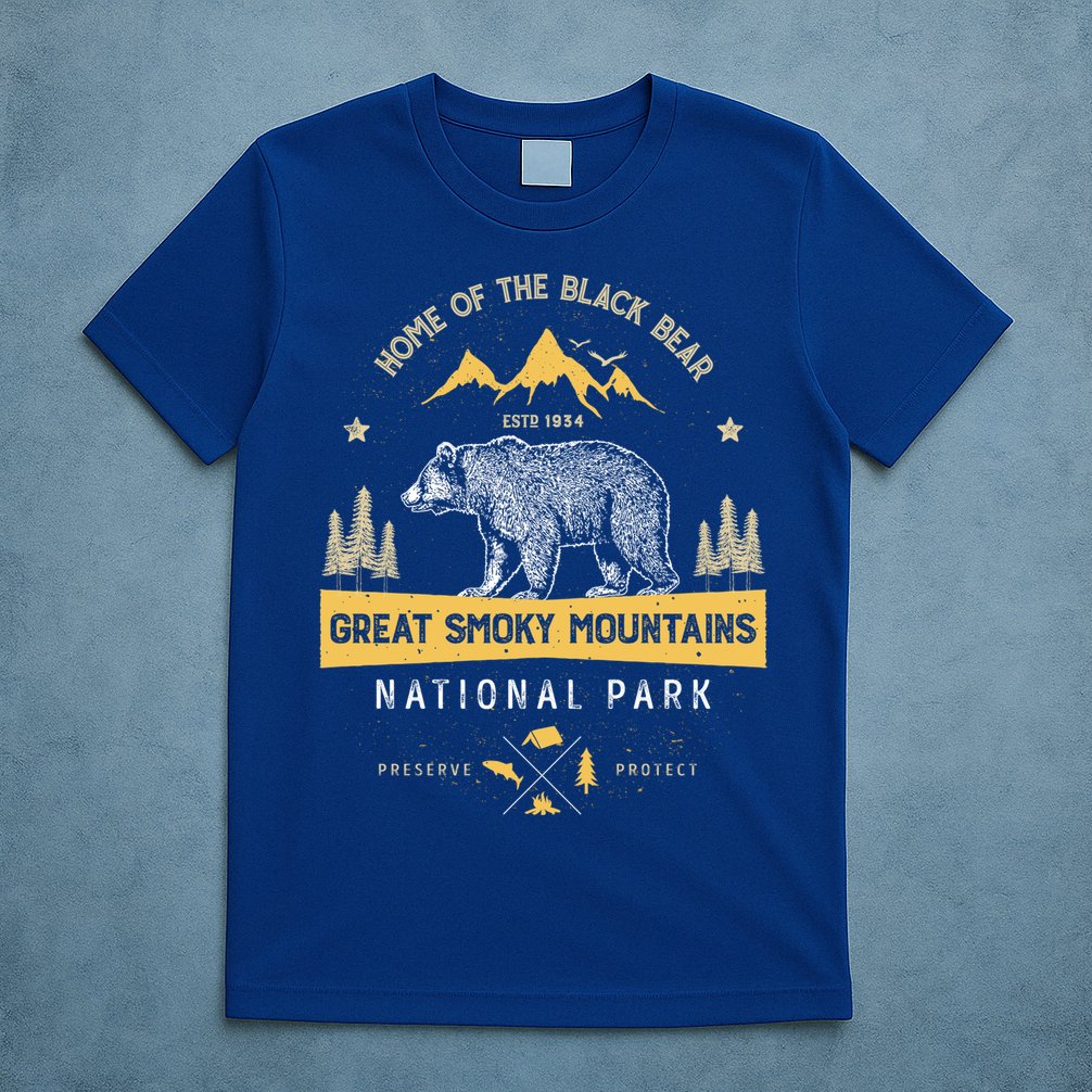 Great Smoky Mountains Cool Gift National Park Bear Vintage T-Shirt