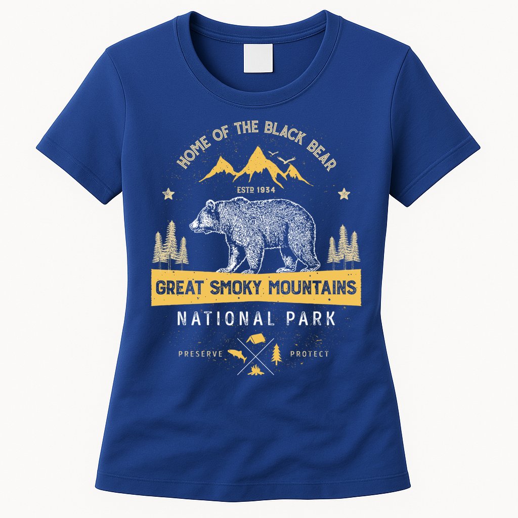 Great Smoky Mountains Cool Gift National Park Bear Vintage Womens T-Shirt