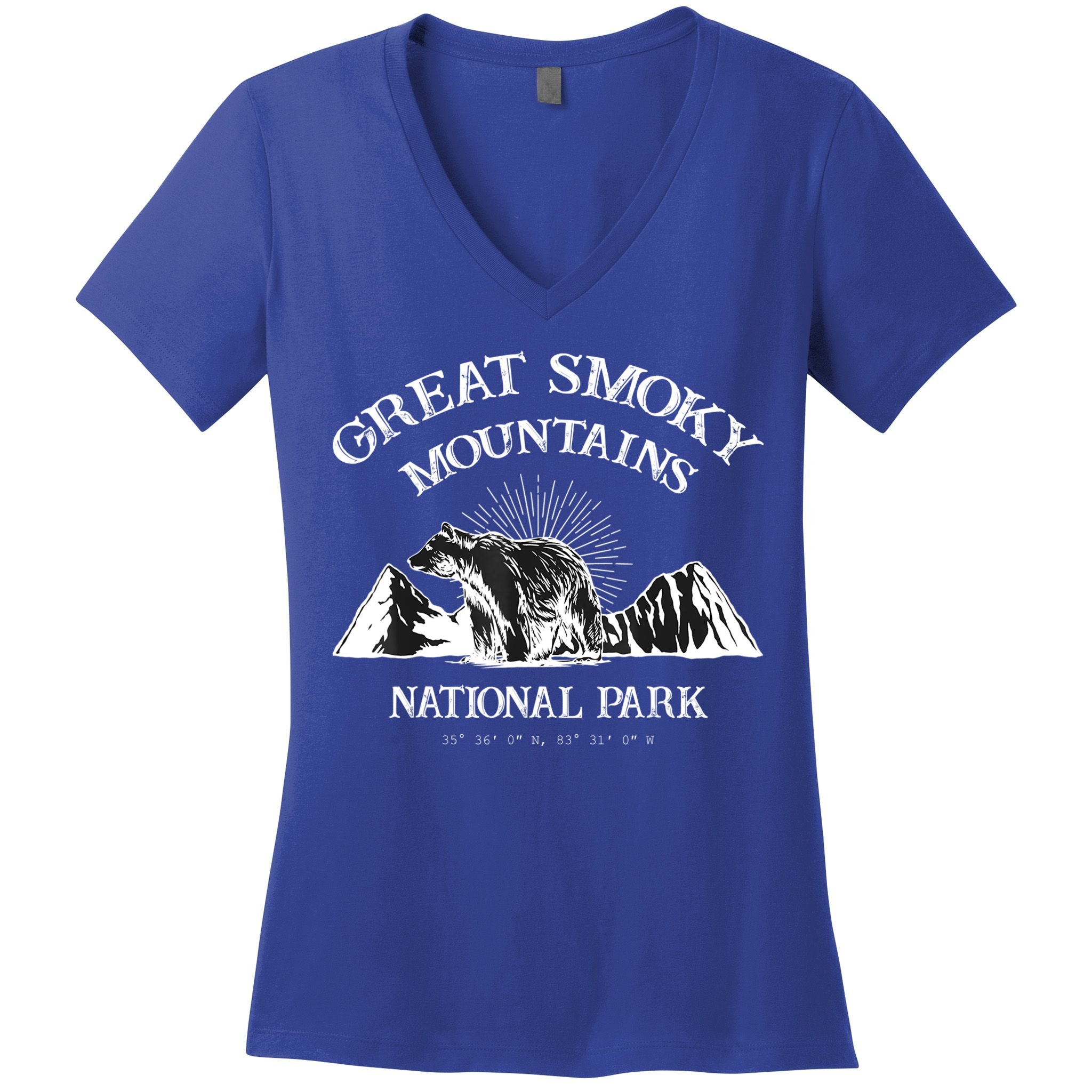 Great Smoky Mountains National Park North Carolina Tennessee Women's V-Neck T-Shirt