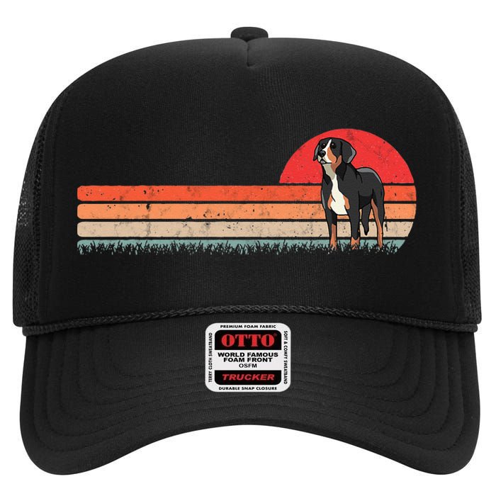 Great Swiss Mountain Dog Retro Swiss Dog High Crown Mesh Back Trucker Hat