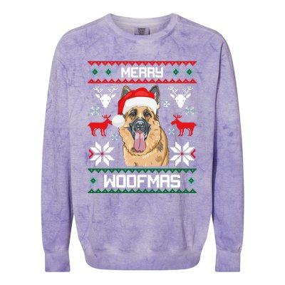 Ger Shepherd Merry Woofmas Cool Gift Christmas Dog Gift Colorblast Crewneck Sweatshirt