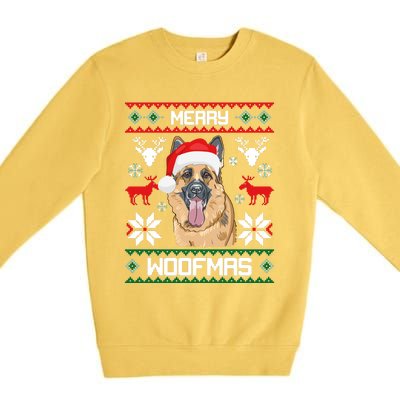 Ger Shepherd Merry Woofmas Cool Gift Christmas Dog Gift Premium Crewneck Sweatshirt