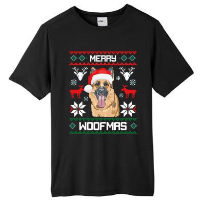 Ger Shepherd Merry Woofmas Cool Gift Christmas Dog Gift Tall Fusion ChromaSoft Performance T-Shirt