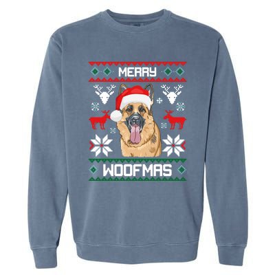 Ger Shepherd Merry Woofmas Cool Gift Christmas Dog Gift Garment-Dyed Sweatshirt