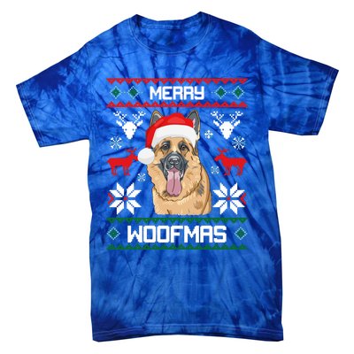 Ger Shepherd Merry Woofmas Cool Gift Christmas Dog Gift Tie-Dye T-Shirt