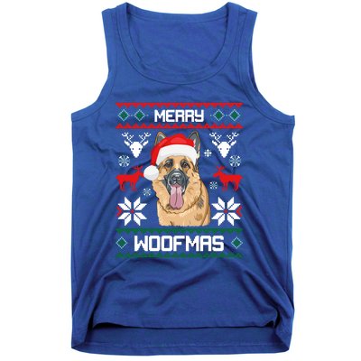 Ger Shepherd Merry Woofmas Cool Gift Christmas Dog Gift Tank Top