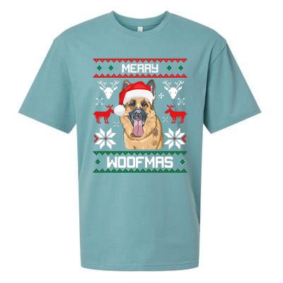 Ger Shepherd Merry Woofmas Cool Gift Christmas Dog Gift Sueded Cloud Jersey T-Shirt