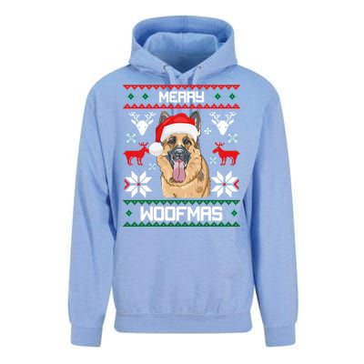 Ger Shepherd Merry Woofmas Cool Gift Christmas Dog Gift Unisex Surf Hoodie