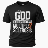 God Stronger Multiple Sclerosis Ms Awareness Orange Ribbon Cooling Performance Crew T-Shirt