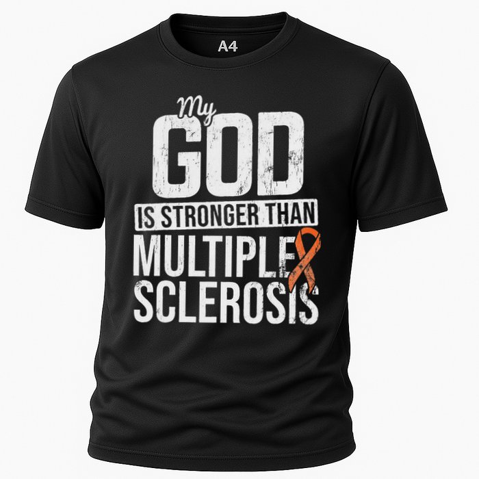 God Stronger Multiple Sclerosis Ms Awareness Orange Ribbon Cooling Performance Crew T-Shirt