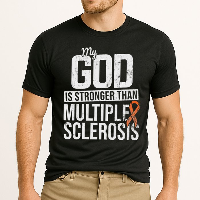 God Stronger Multiple Sclerosis Ms Awareness Orange Ribbon Cooling Performance Crew T-Shirt