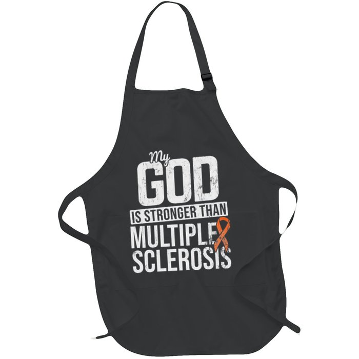 God Stronger Multiple Sclerosis Ms Awareness Orange Ribbon Apron