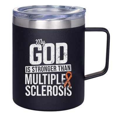 God Stronger Multiple Sclerosis Ms Awareness Orange Ribbon 12oz Stainless Steel Coffee Mug