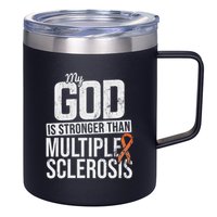 God Stronger Multiple Sclerosis Ms Awareness Orange Ribbon 12oz Stainless Steel Coffee Mug