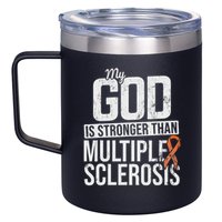 God Stronger Multiple Sclerosis Ms Awareness Orange Ribbon 12oz Stainless Steel Coffee Mug