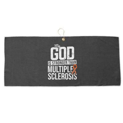 God Stronger Multiple Sclerosis Ms Awareness Orange Ribbon Large Microfiber Waffle Golf Towel