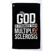 God Stronger Multiple Sclerosis Ms Awareness Orange Ribbon Golf Towel