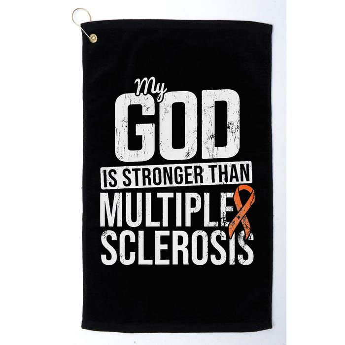 God Stronger Multiple Sclerosis Ms Awareness Orange Ribbon Golf Towel