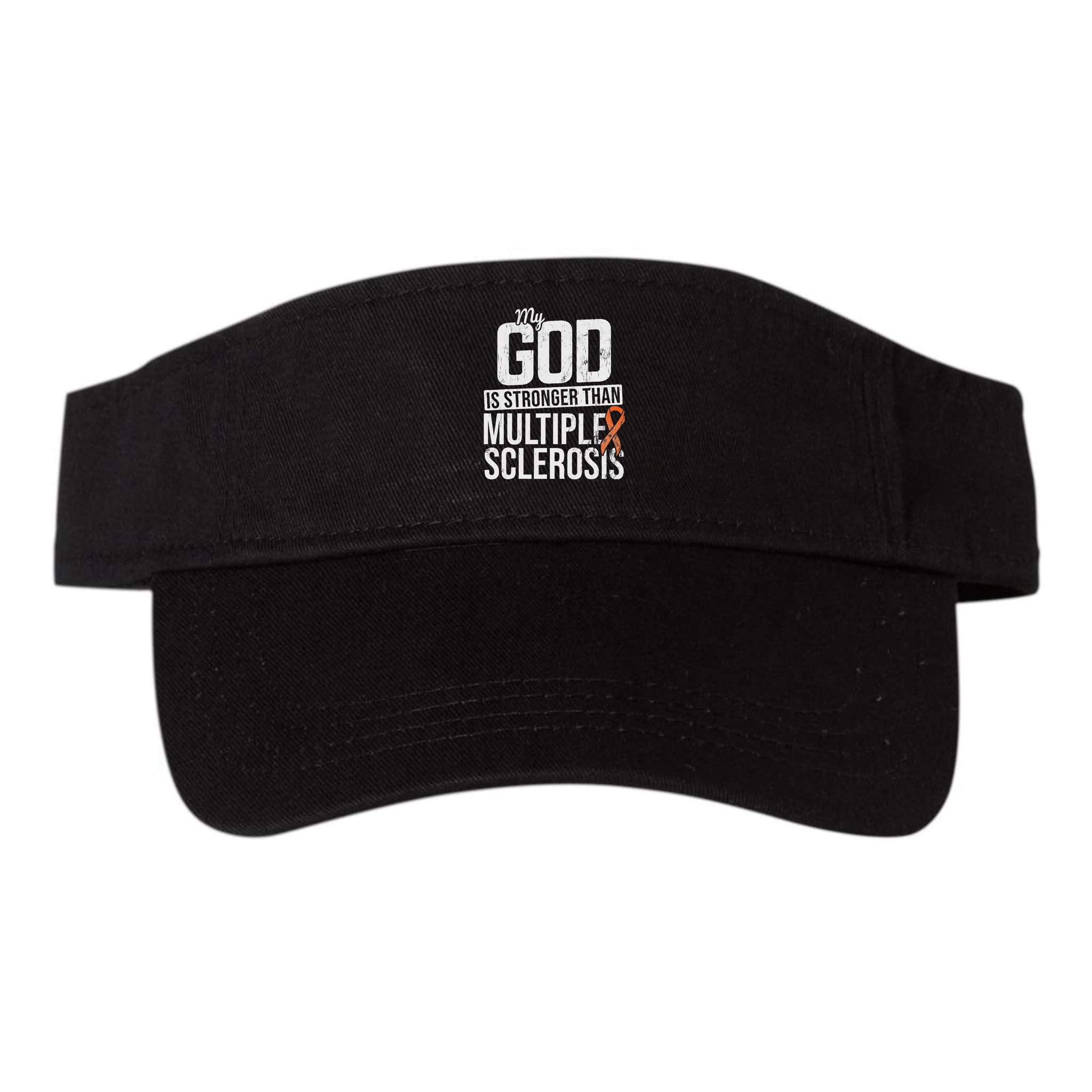 God Stronger Multiple Sclerosis Ms Awareness Orange Ribbon Visor