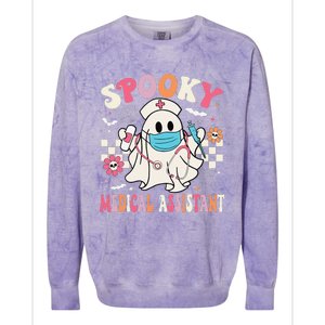 Groovy Spooky Medical Assistant Cute Halloween Med Assistant Colorblast Crewneck Sweatshirt