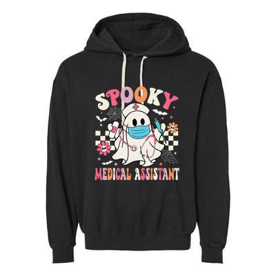 Groovy Spooky Medical Assistant Cute Halloween Med Assistant Garment-Dyed Fleece Hoodie