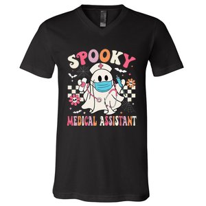 Groovy Spooky Medical Assistant Cute Halloween Med Assistant V-Neck T-Shirt