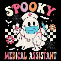 Groovy Spooky Medical Assistant Cute Halloween Med Assistant Button