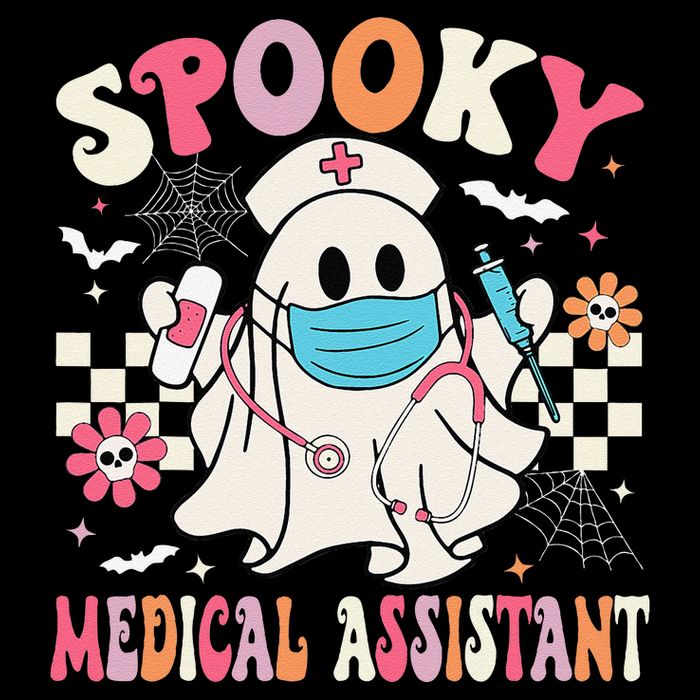 Groovy Spooky Medical Assistant Cute Halloween Med Assistant Button