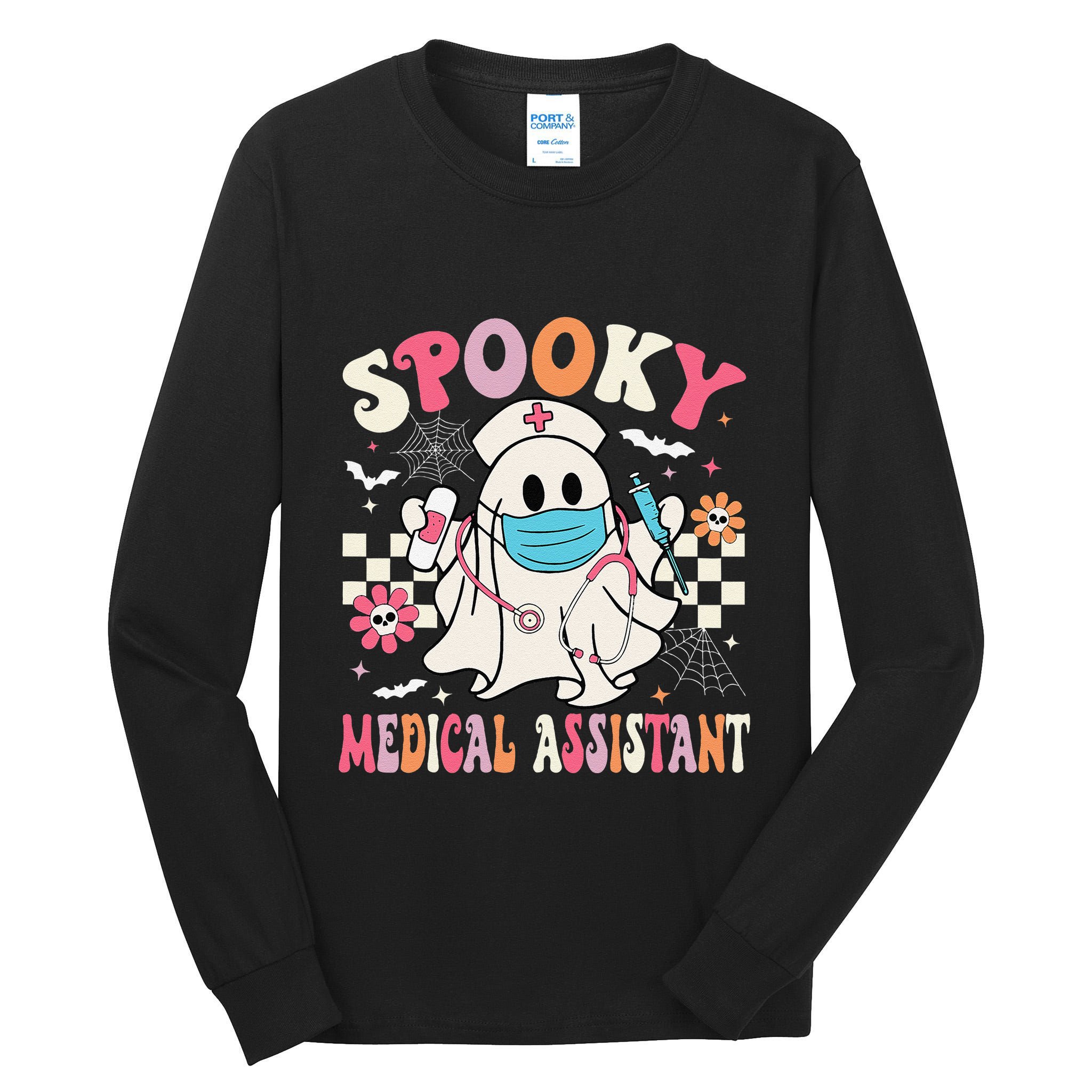 Groovy Spooky Medical Assistant Cute Halloween Med Assistant Tall Long Sleeve T-Shirt