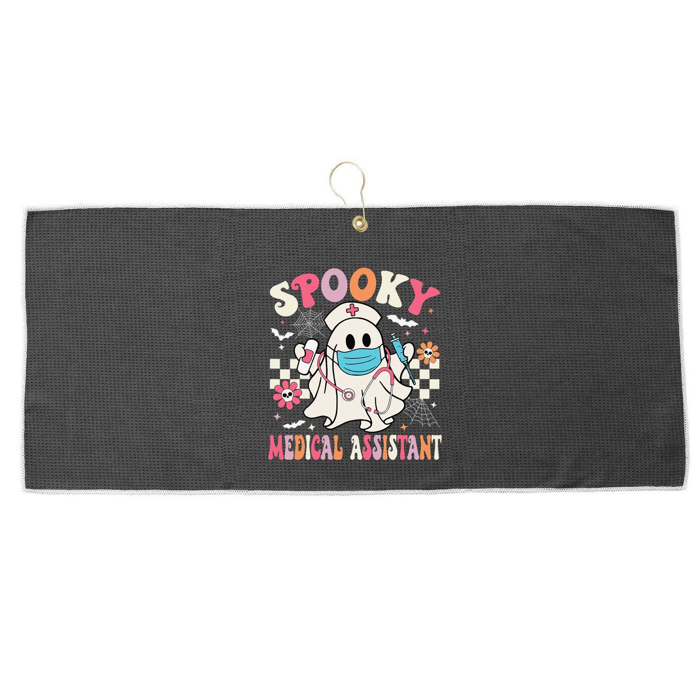 Groovy Spooky Medical Assistant Cute Halloween Med Assistant Large Microfiber Waffle Golf Towel