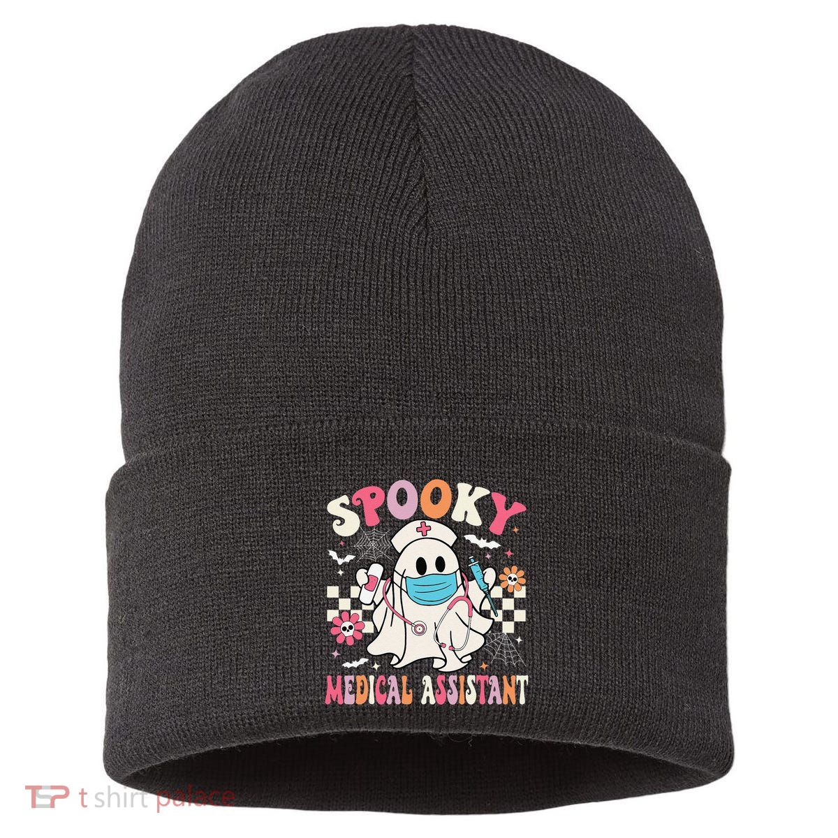 Groovy Spooky Medical Assistant Cute Halloween Med Assistant Sustainable Knit Beanie