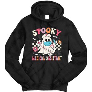 Groovy Spooky Medical Assistant Cute Halloween Med Assistant Tie Dye Hoodie