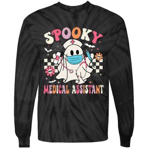 Groovy Spooky Medical Assistant Cute Halloween Med Assistant Tie-Dye Long Sleeve Shirt