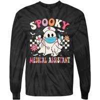 Groovy Spooky Medical Assistant Cute Halloween Med Assistant Tie-Dye Long Sleeve Shirt