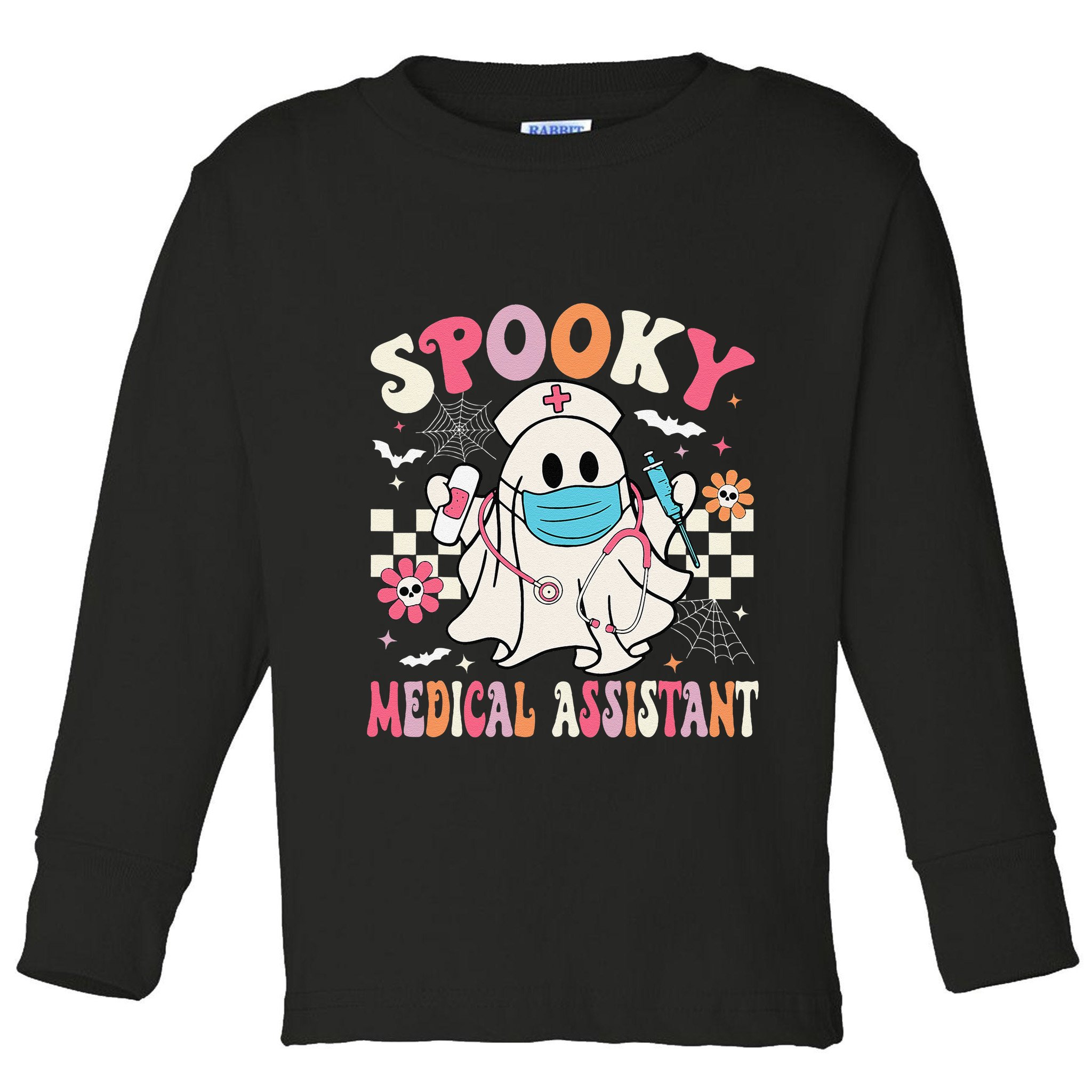 Groovy Spooky Medical Assistant Cute Halloween Med Assistant Toddler Long Sleeve Shirt