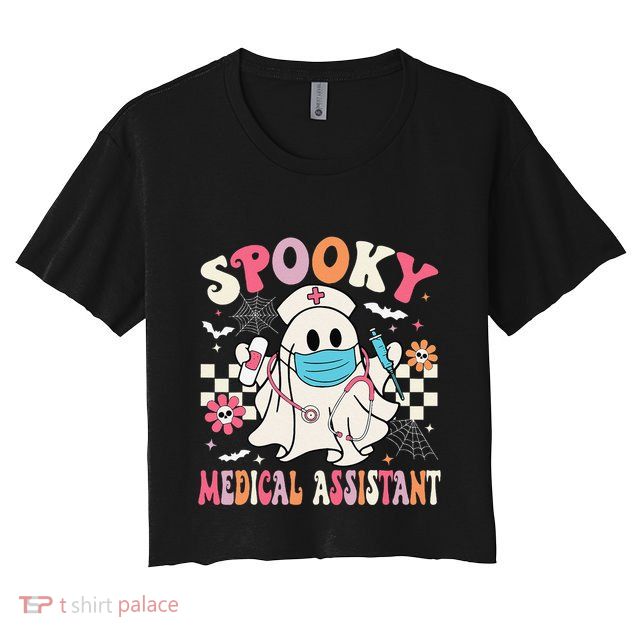 Groovy Spooky Medical Assistant Cute Halloween Med Assistant Crop Top