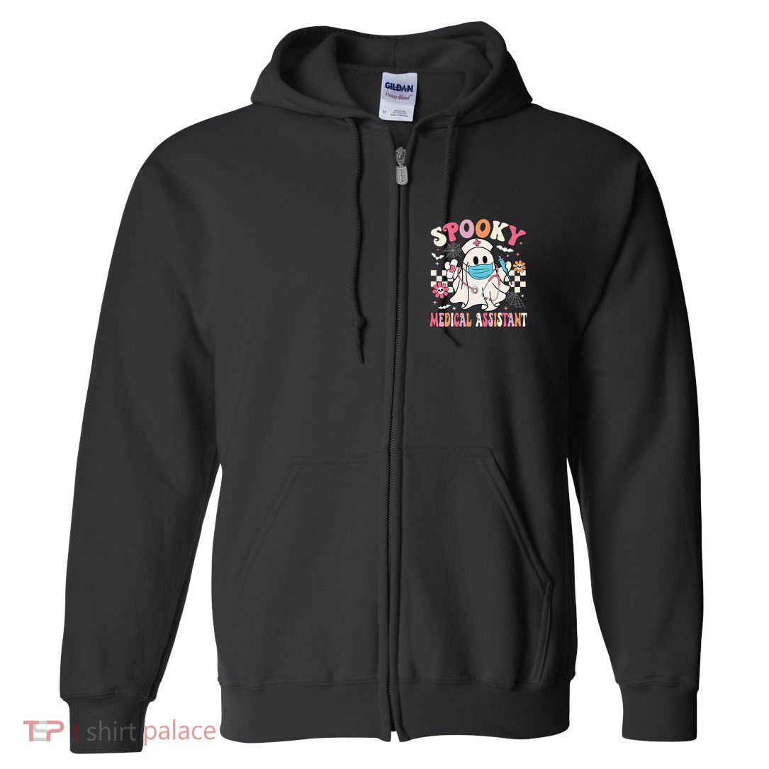 Groovy Spooky Medical Assistant Cute Halloween Med Assistant Full Zip Hoodie