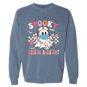 Groovy Spooky Medical Assistant Cute Halloween Med Assistant Garment-Dyed Sweatshirt