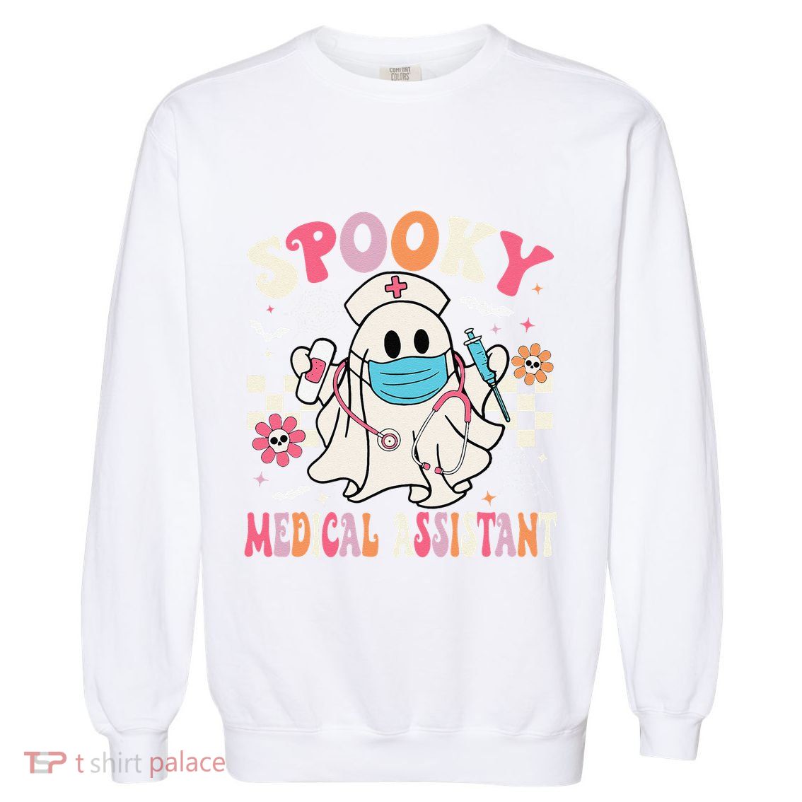 Groovy Spooky Medical Assistant Cute Halloween Med Assistant Garment-Dyed Sweatshirt