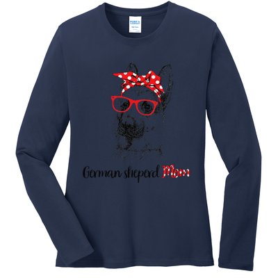 German Shepherd Mom Happy Mother's Day Red Headband Gift Ladies Long Sleeve Shirt