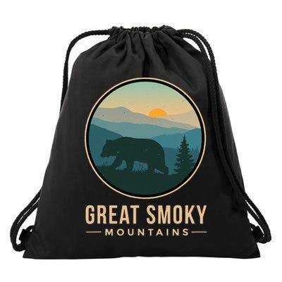 Great Smoky Mountains National Park Retro Bear Drawstring Bag