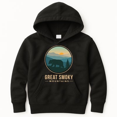 Great Smoky Mountains National Park Retro Bear Kids Hoodie