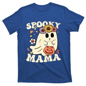 Groovy Spooky Mama Vibe Halloween Floral Ghost Spooky Season Gift T-Shirt