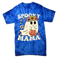 Groovy Spooky Mama Vibe Halloween Floral Ghost Spooky Season Gift Tie-Dye T-Shirt