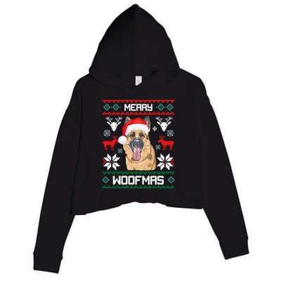 Ger Shepherd Merry Woofmas Gift Christmas Dog Gift Crop Fleece Hoodie