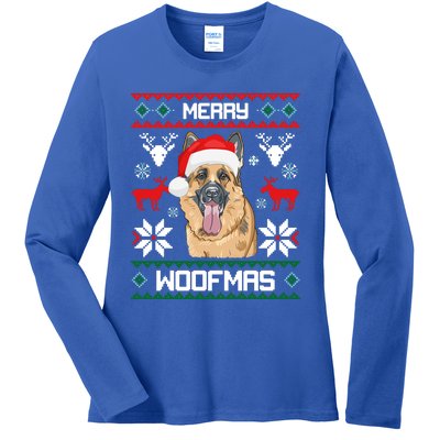 Ger Shepherd Merry Woofmas Gift Christmas Dog Gift Ladies Long Sleeve Shirt