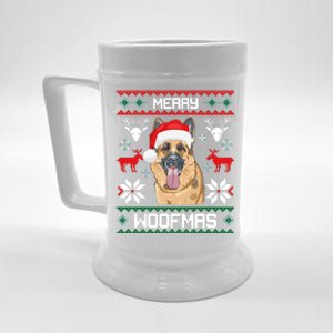 Ger Shepherd Merry Woofmas Gift Christmas Dog Gift Beer Stein