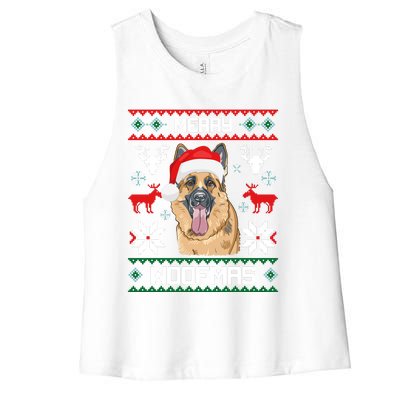 Ger Shepherd Merry Woofmas Gift Christmas Dog Gift Women's Racerback Cropped Tank